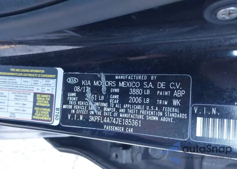 2018 Kia Forte Lx from USA, damaged, VIN 3KPFL4A74JE185361